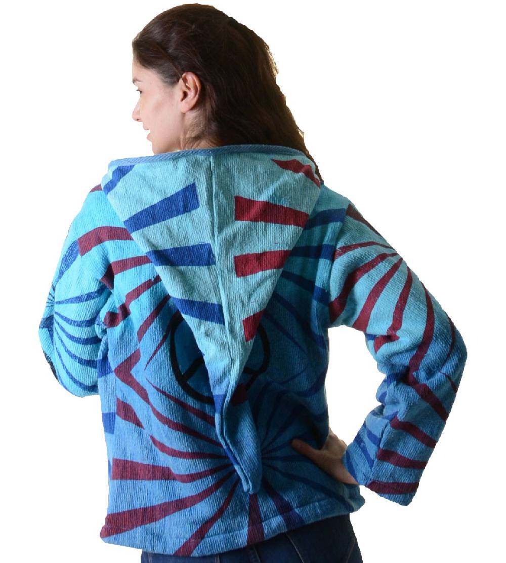 Kunst Und Magie Damen Goa Om Batik Strickjacke Jacke Zipfelkapuze Hippie Peace mehrfarbig Super Sparpreis