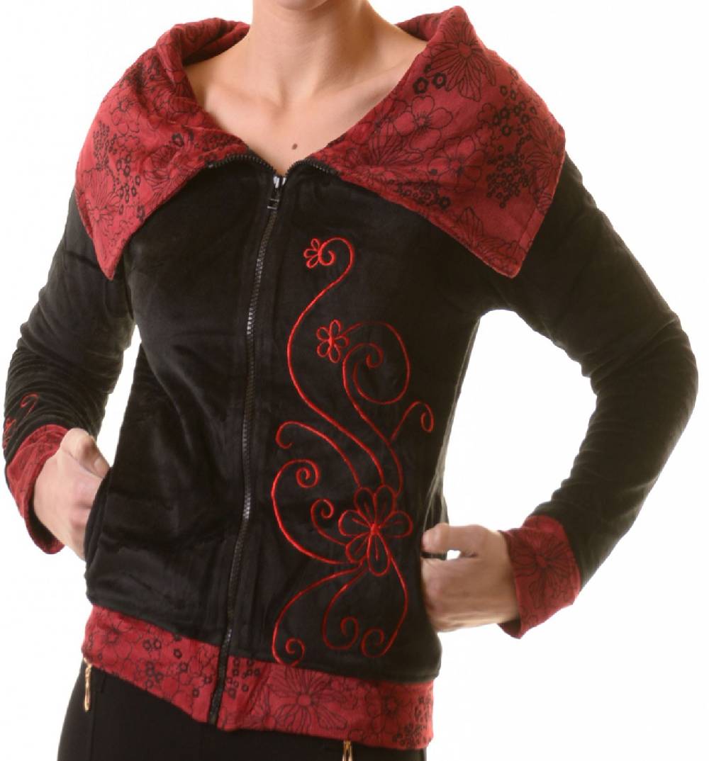 Kunst Und Magie Boho Ethno Jacke mit Rollkragen aus Samt Wochenangebot