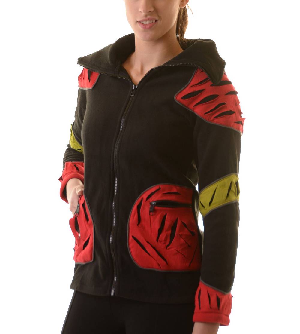 Kunst Und Magie Elfenhafte Fleece Jacke mit Cutwork Patches Goa Psy Hippie Fraggle Neueste Stile