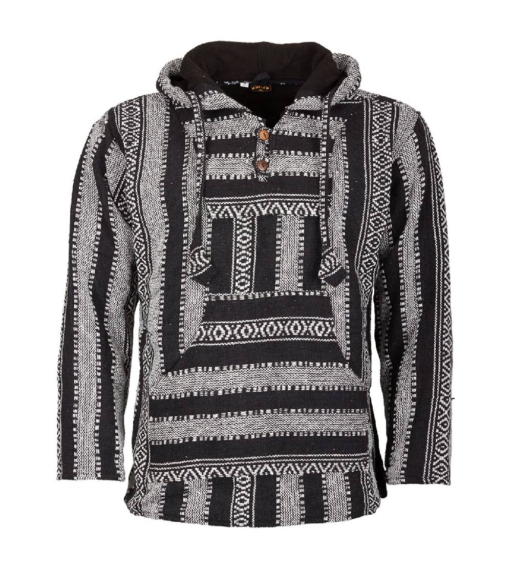 Kunst Und Magie Kunst und Magie Nepal Baja Jerga Sweatshirt Poncho mit Fleecefutter Kapuze Clearance-Verkauf