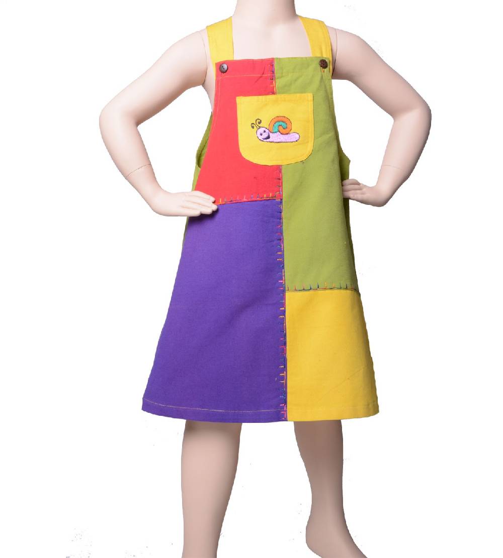 Kunst Und Magie Buntes Kinder Patchwork Kleid mit Tiermotiv Schnecke Auslauf