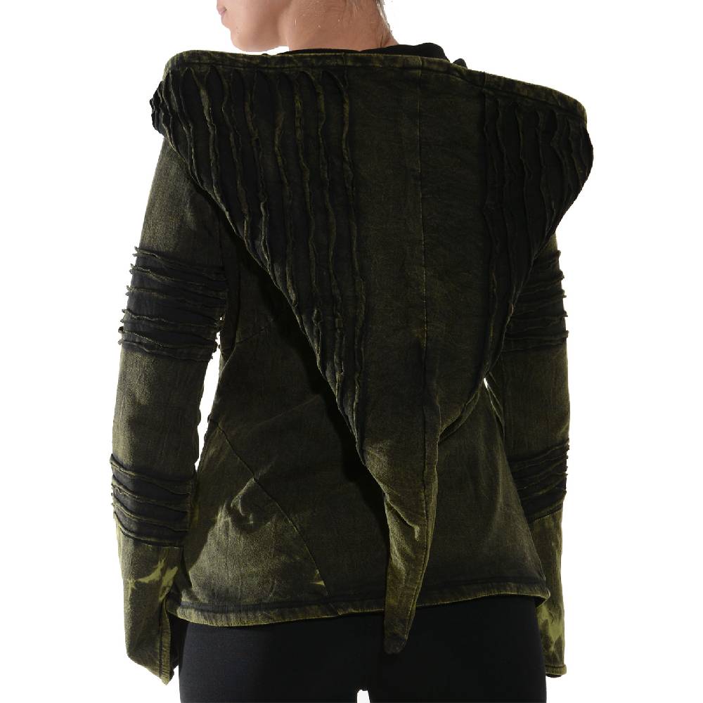 Kunst Und Magie Kunst und Magie Damen Goa Hippie Jacke mit Zipfelkapuze Stonewashed Fleecefutter im Angebot