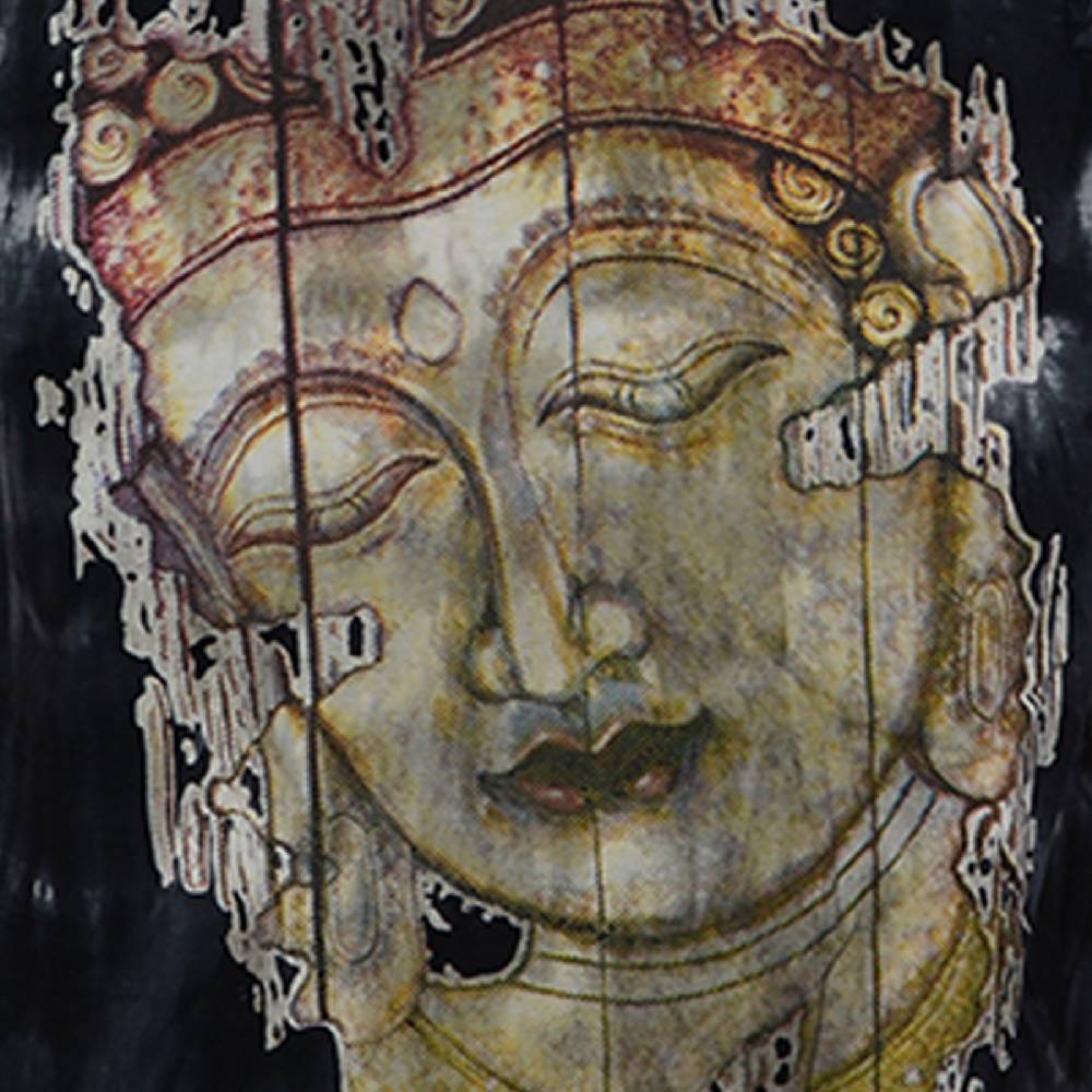 Kunst Und Magie Buntes Sure 70er Retro T-Shirt Buddha im Hippie Batik Look Fabrikverkauf