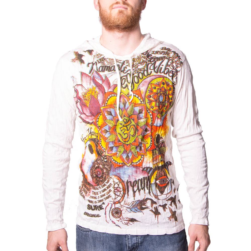 Kunst Und Magie Kunst und Magie Sure Hoody Kapuzen Shirt mit "Om im Lotus" Motiv Blitzverkäufe