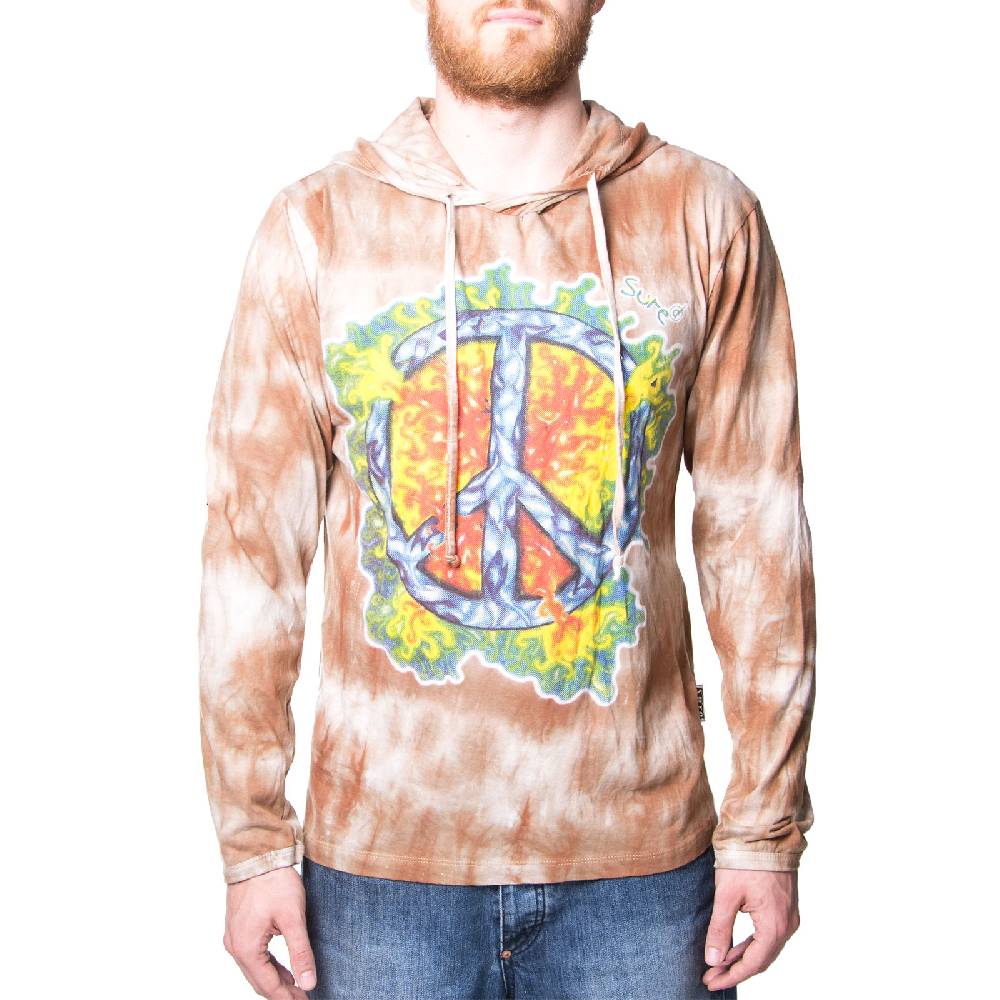 Kunst Und Magie Kunst und Magie Sure Hoody Kapuzen Tie Dye Batik Shirt mit "Peace" Motiv Kostenloser Versand