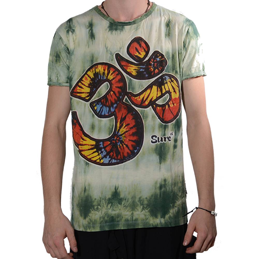 Kunst Und Magie Kunst und Magie Sure Herren Buntes 70er Retro Hippie T-Shirt OM im Batiklook Fabrik Onlineshop