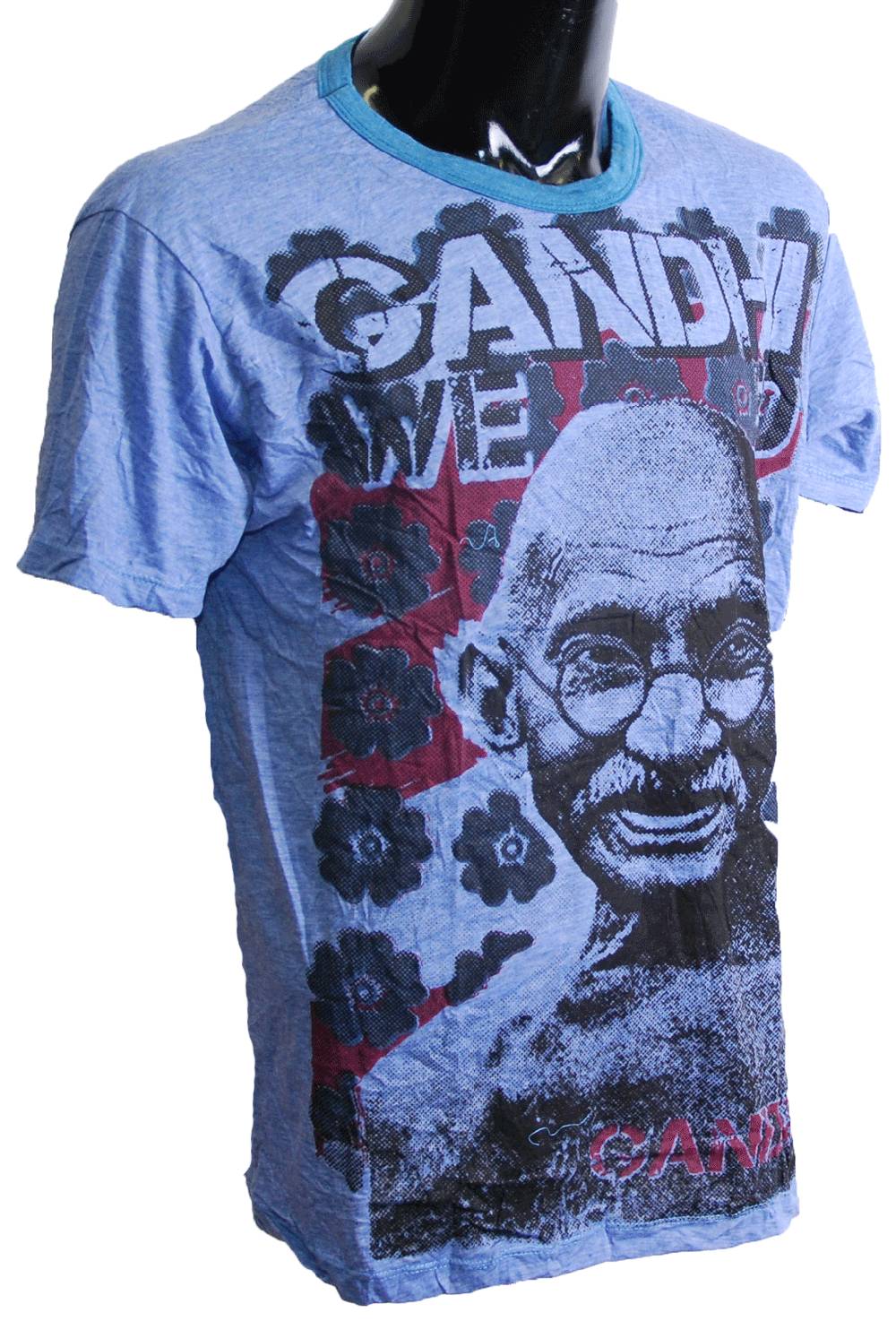 Kunst Und Magie 70er Retro Sure Tattoo T-Shirt Indisch Mahatma Gandhi im Crinkle Look Fabrikpreis