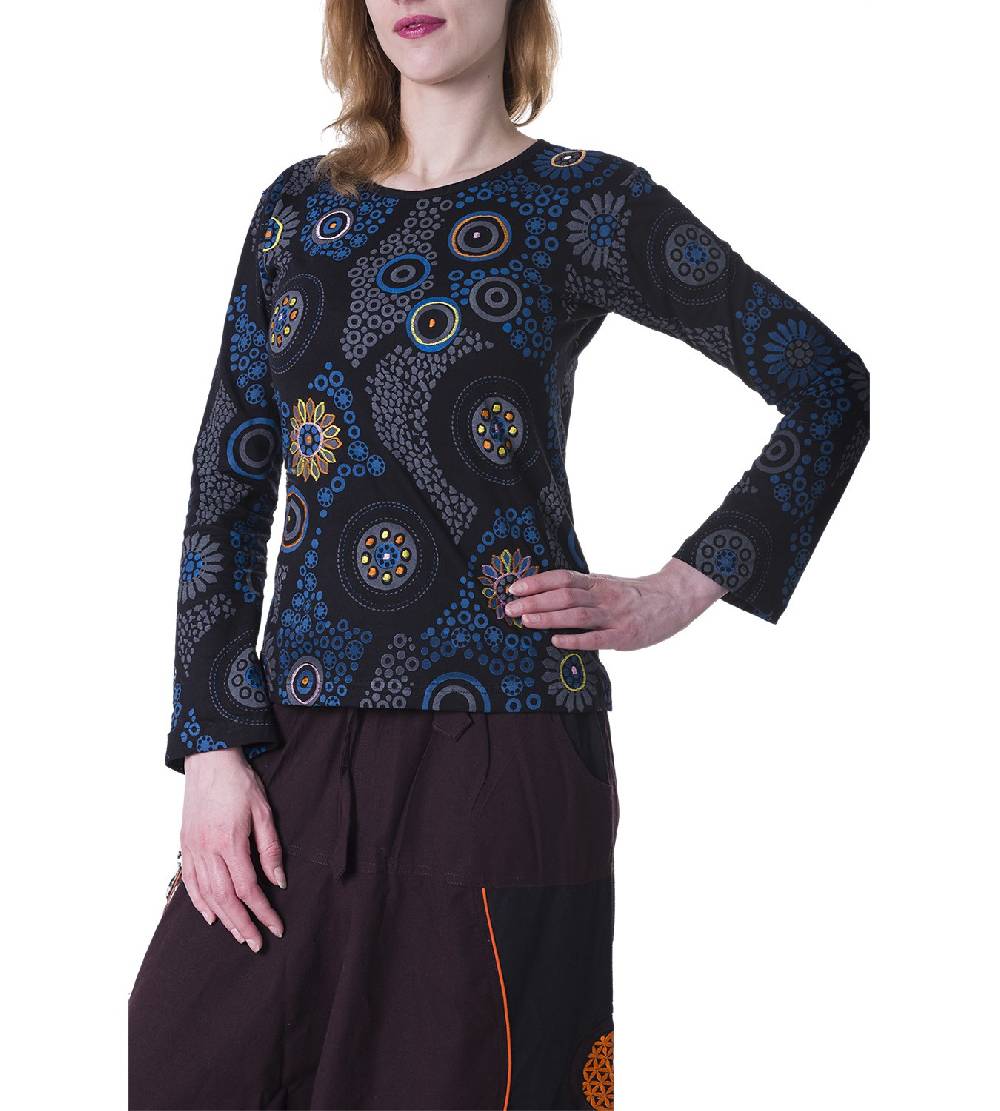Kunst Und Magie Kunst und Magie Boho Damen Sweater Oberteil mit Stickereien Sonderangebot