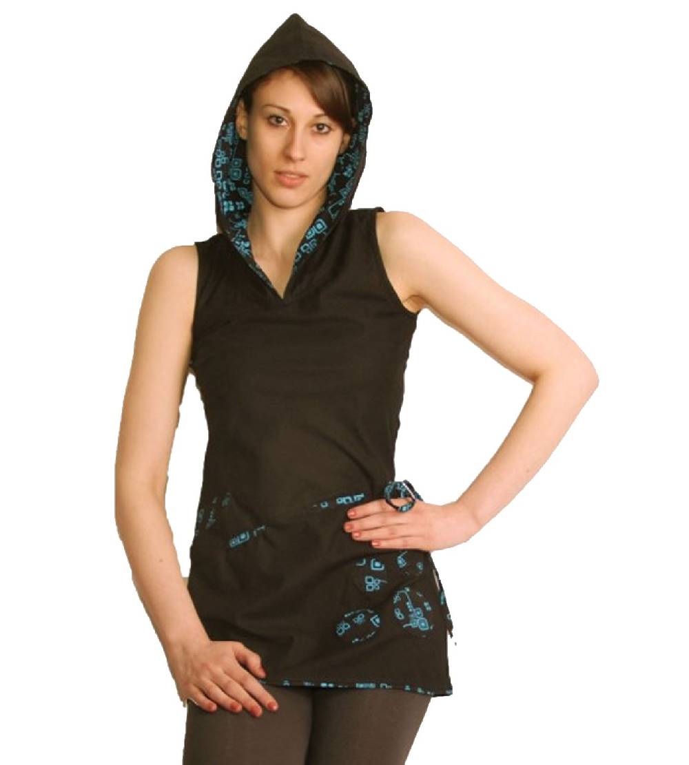 Kunst Und Magie Kunst und Magie Boho Hippie Tunika Oberteil/Minikleid Longshirt mit Kapuze Flash Sale
