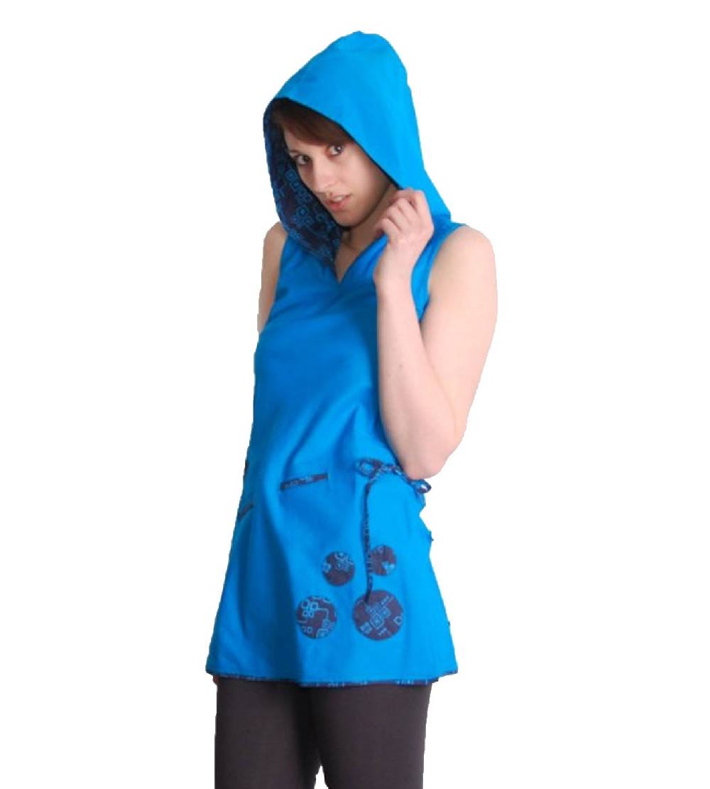 Kunst Und Magie Kunst und Magie Boho Hippie Tunika Oberteil/Minikleid Longshirt mit Kapuze Flash Sale
