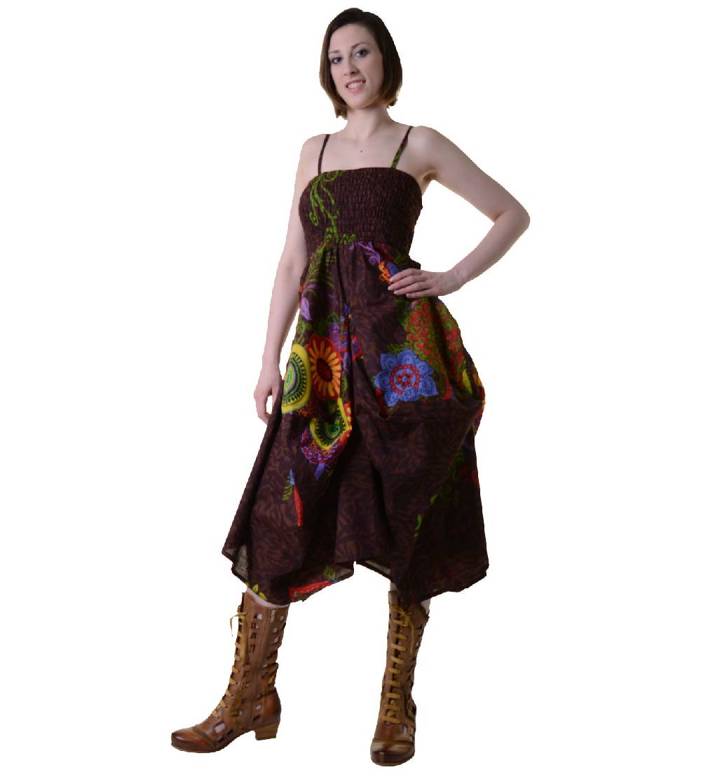 Kunst Und Magie Farbenfrohes Goa Sommerkleid mit trendigen Blumenmustern Muttertagsangebot