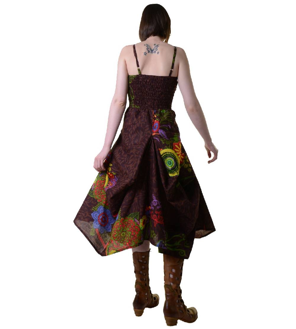 Kunst Und Magie Farbenfrohes Goa Sommerkleid mit trendigen Blumenmustern Muttertagsangebot