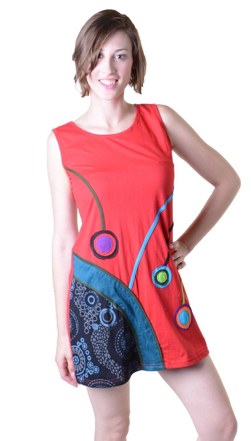 Kunst Und Magie Minikleid Longshirt Tunika Hippie Goa Sommerkleid Patchwork Vatertagsangebot