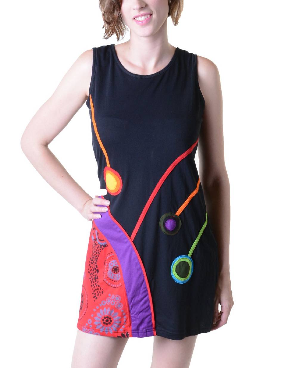 Kunst Und Magie Minikleid Longshirt Tunika Hippie Goa Sommerkleid Patchwork Vatertagsangebot