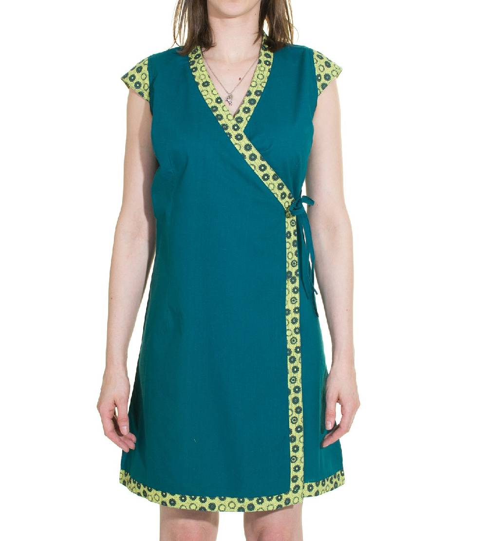 Kunst Und Magie Wickelkleid Tibet Minikleid Tunika Hippie Goa Sommerkleid extravagant Neueste Mode