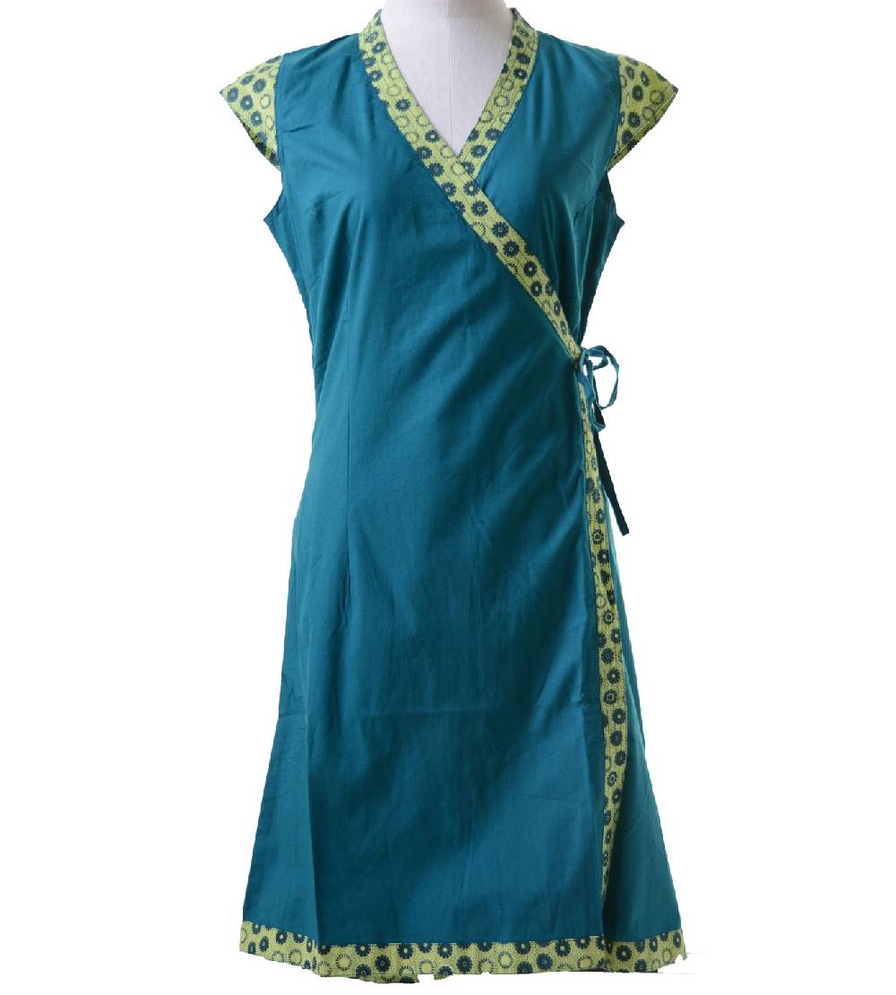Kunst Und Magie Wickelkleid Tibet Minikleid Tunika Hippie Goa Sommerkleid extravagant Neueste Mode