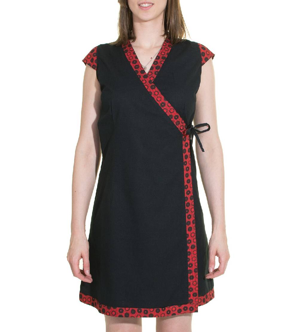 Kunst Und Magie Wickelkleid Tibet Minikleid Tunika Hippie Goa Sommerkleid extravagant Neueste Mode
