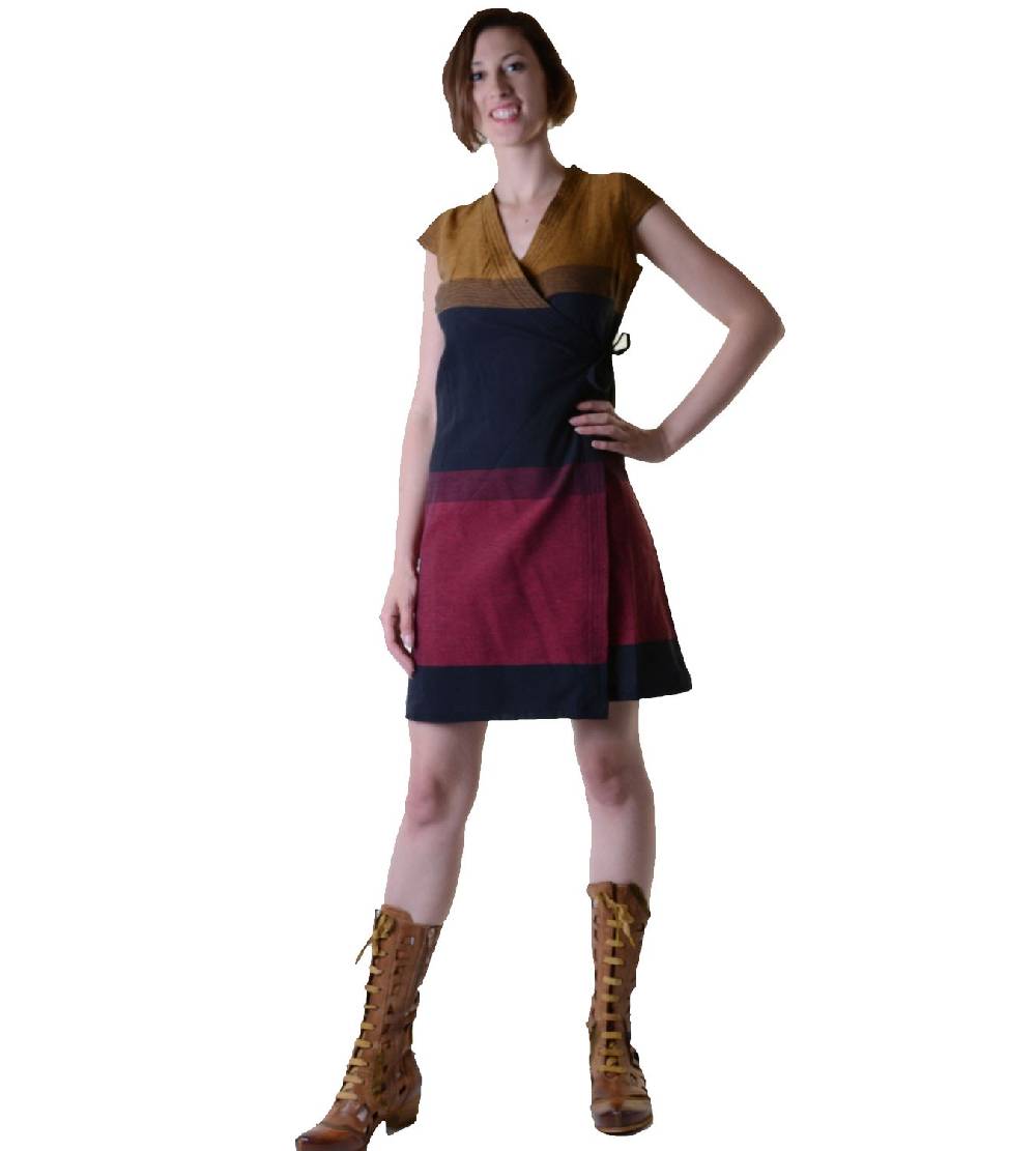 Kunst Und Magie Wickelkleid Tibet Minikleid Tunika Hippie Goa Sommerkleid mehrfarbig Saisonale Angebote