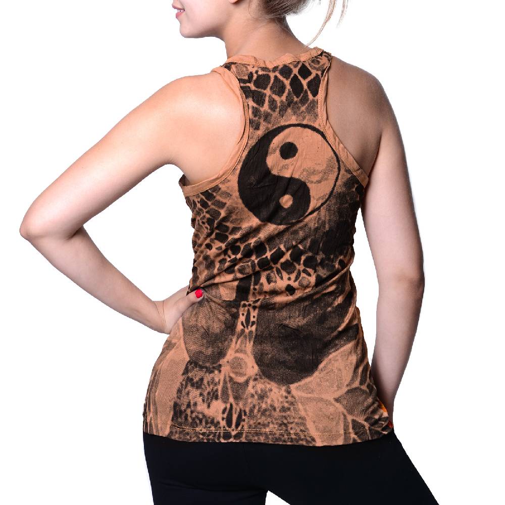Kunst Und Magie Kunst und Magie Sure Damen Ying Yang 70er Retro Trägertop T-Shirt Tank-Top Hippie Goa Kostenlose Rückgabe