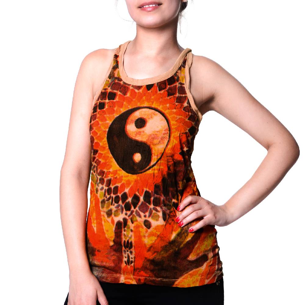 Kunst Und Magie Kunst und Magie Sure Damen Ying Yang 70er Retro Trägertop T-Shirt Tank-Top Hippie Goa Kostenlose Rückgabe