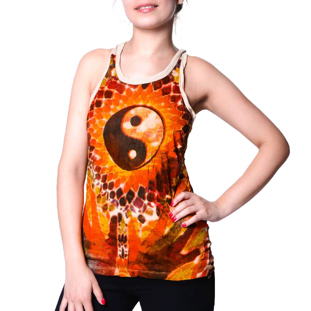 Kunst Und Magie Kunst und Magie Sure Damen Ying Yang 70er Retro Trägertop T-Shirt Tank-Top Hippie Goa Kostenlose Rückgabe
