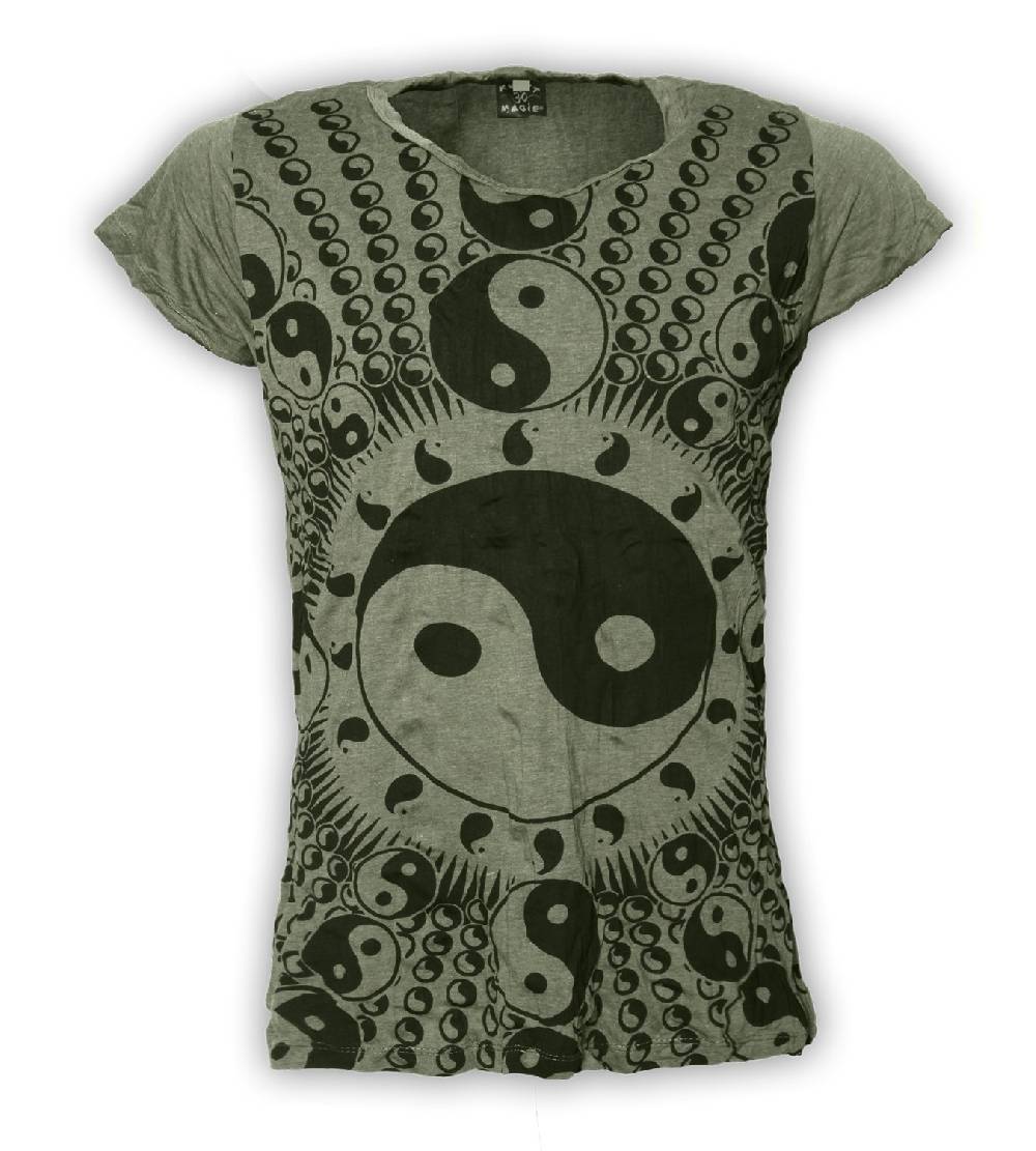 Kunst Und Magie Sure 70er Retro Girlie Top Ying & Yang Hippie Psy Goa T-Shirt Letzte 2 Tage