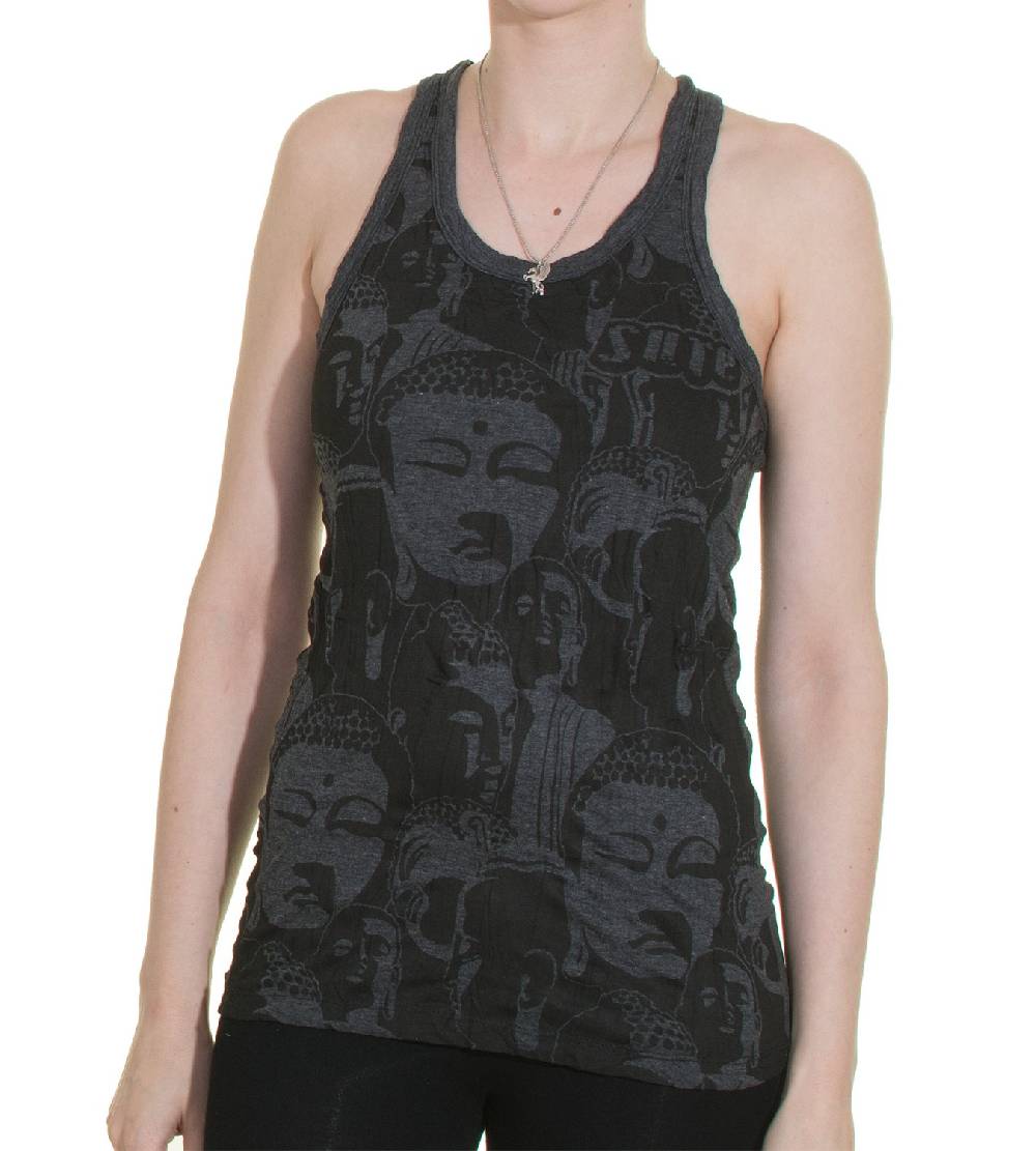 Kunst Und Magie 70er Retro Top Sure Buddha Köpfe Psy Goa T-Shirt in knalligen Farben Zeitbegrenzte Promotion