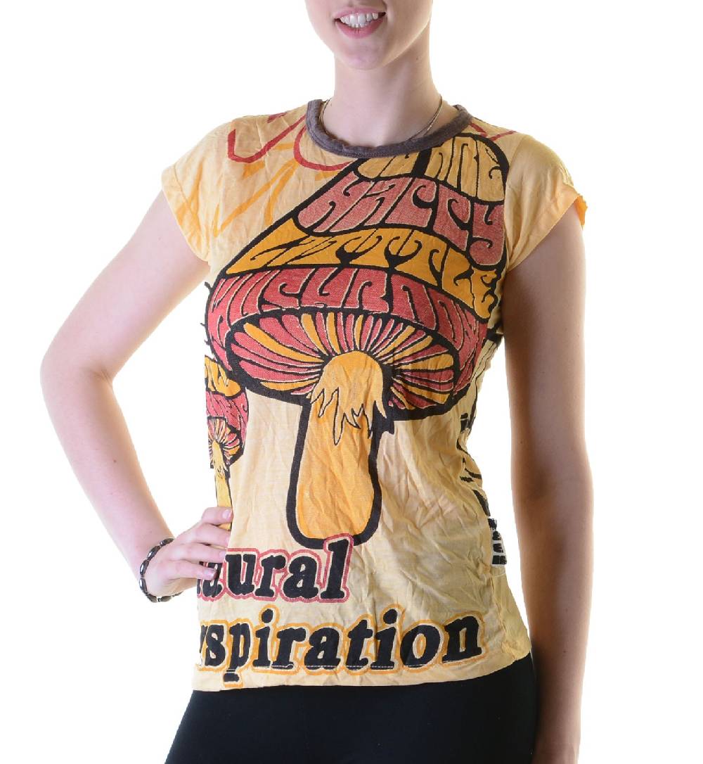 Kunst Und Magie 70er Retro Top Sure WEED Magic Mushroom Psy Goa T-Shirt Girlie Sonderangebot der Fabrik