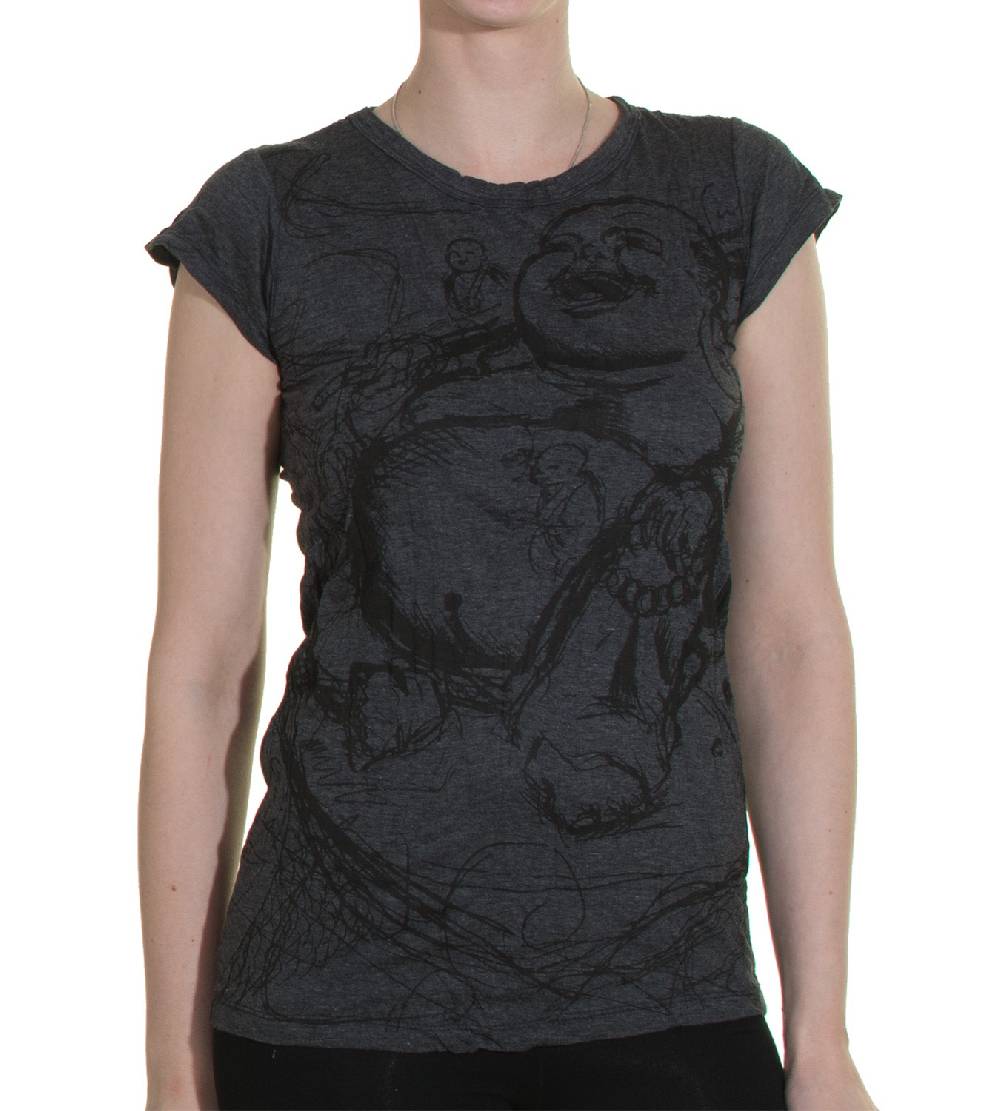 Kunst Und Magie 70er Retro T-Shirt Top Sure Buddha Smile Figur Fabrikladen