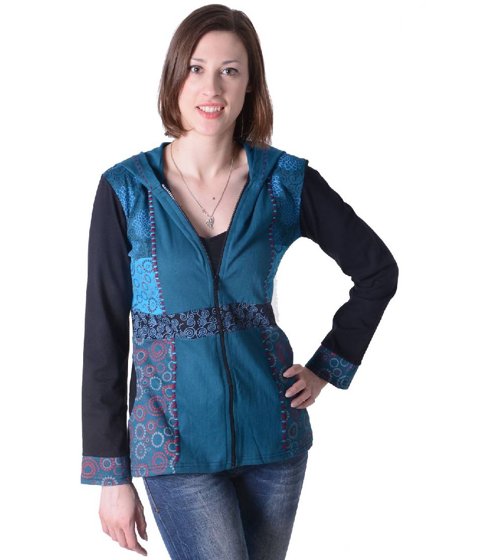 Kunst Und Magie Flippige Damen Freizeitjacke aus Baumwolle mit Zipfelkapuze Schlussverkauf