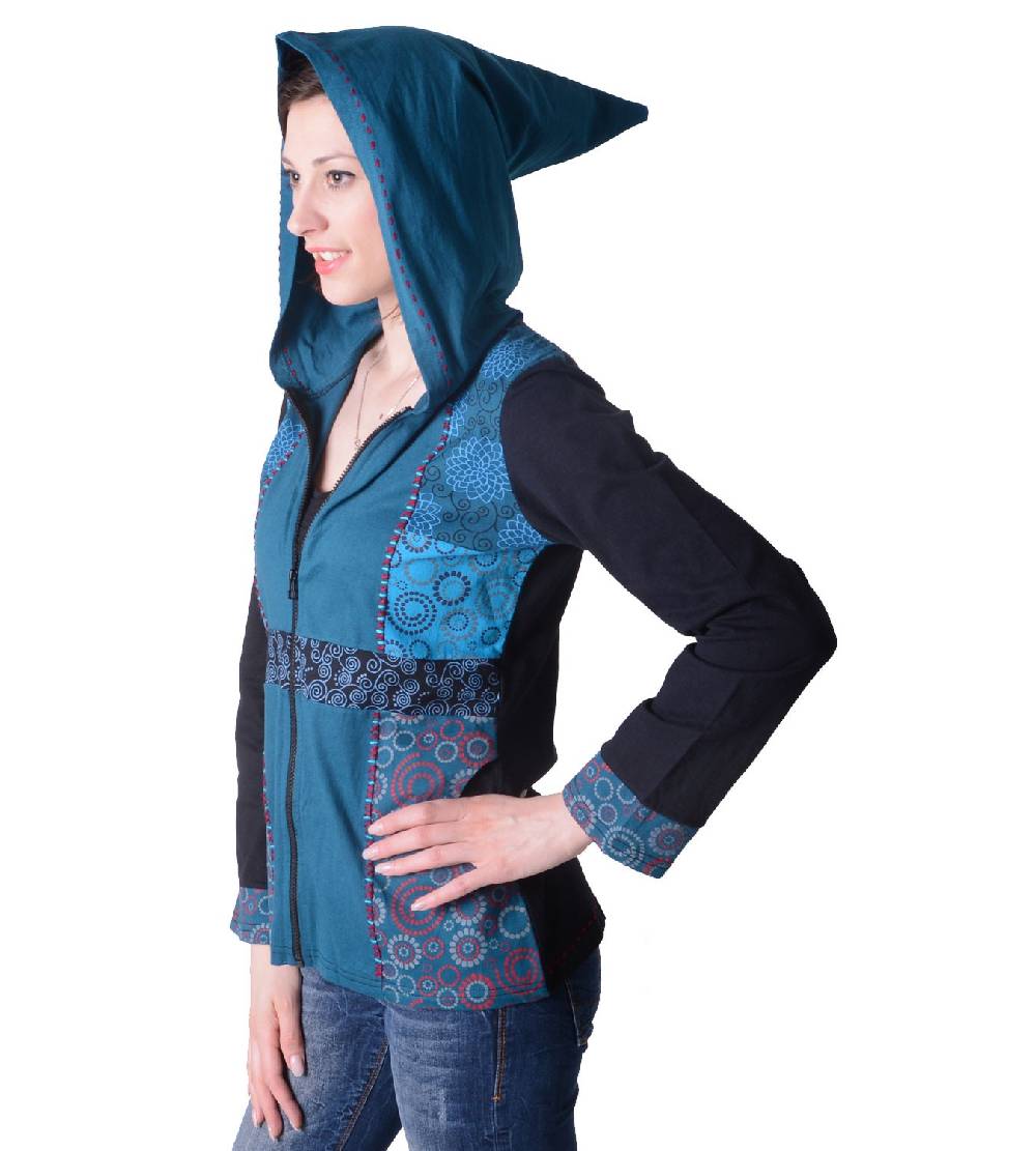 Kunst Und Magie Flippige Damen Freizeitjacke aus Baumwolle mit Zipfelkapuze Schlussverkauf