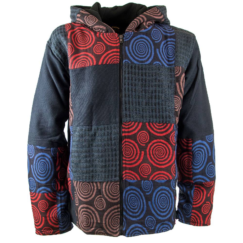 Kunst Und Magie Kunst und Magie Herren Patchwork Jacke mit Kapuze Blitzverkäufe