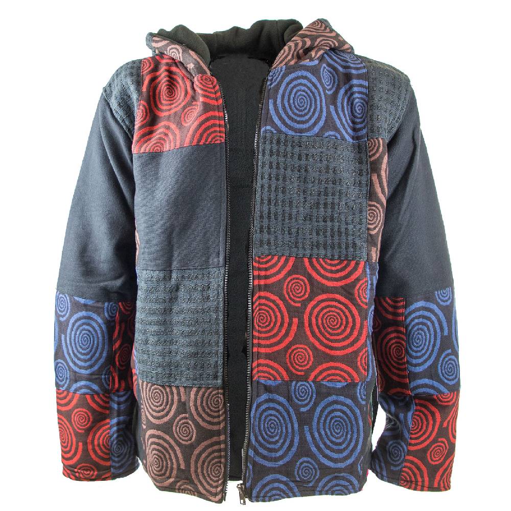 Kunst Und Magie Kunst und Magie Herren Patchwork Jacke mit Kapuze Blitzverkäufe