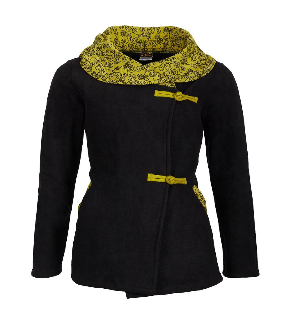 Kunst Und Magie Fleecejacke mit farbigem Kragen Goa Psy Hippie - Boho Damen Jacke Limitierter Zeitrabatt