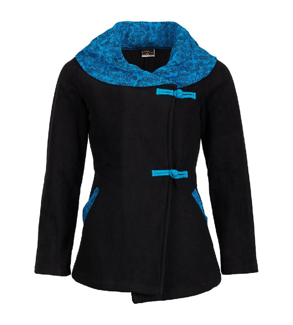 Kunst Und Magie Fleecejacke mit farbigem Kragen Goa Psy Hippie - Boho Damen Jacke Limitierter Zeitrabatt