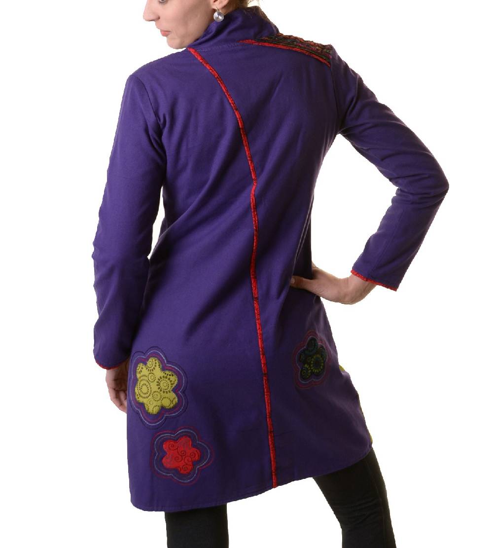Kunst Und Magie Bohojacke Damenjacke Goa Psy Hippie mit bunter Blumenstickerei Fabrikpreis