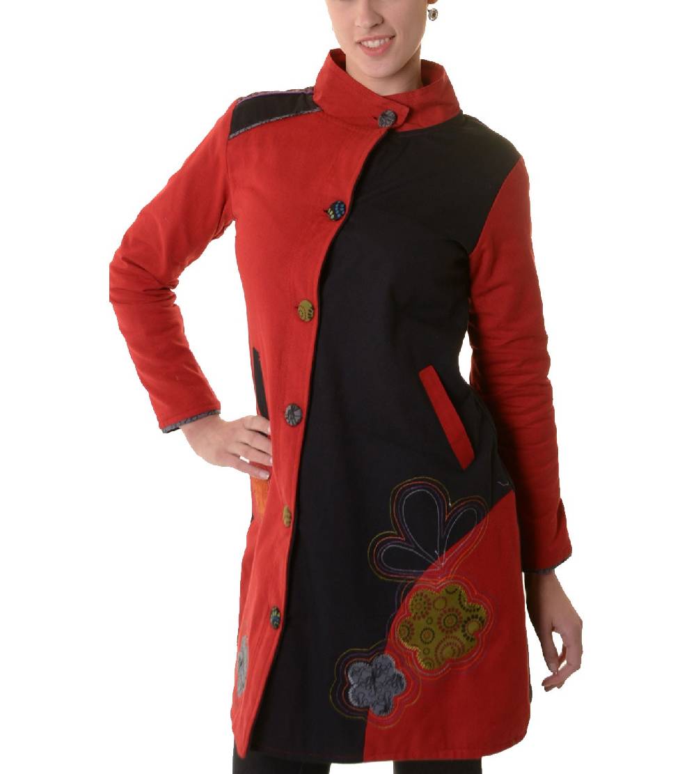 Kunst Und Magie Bohojacke Damenjacke Goa Psy Hippie mit bunter Blumenstickerei Fabrikpreis
