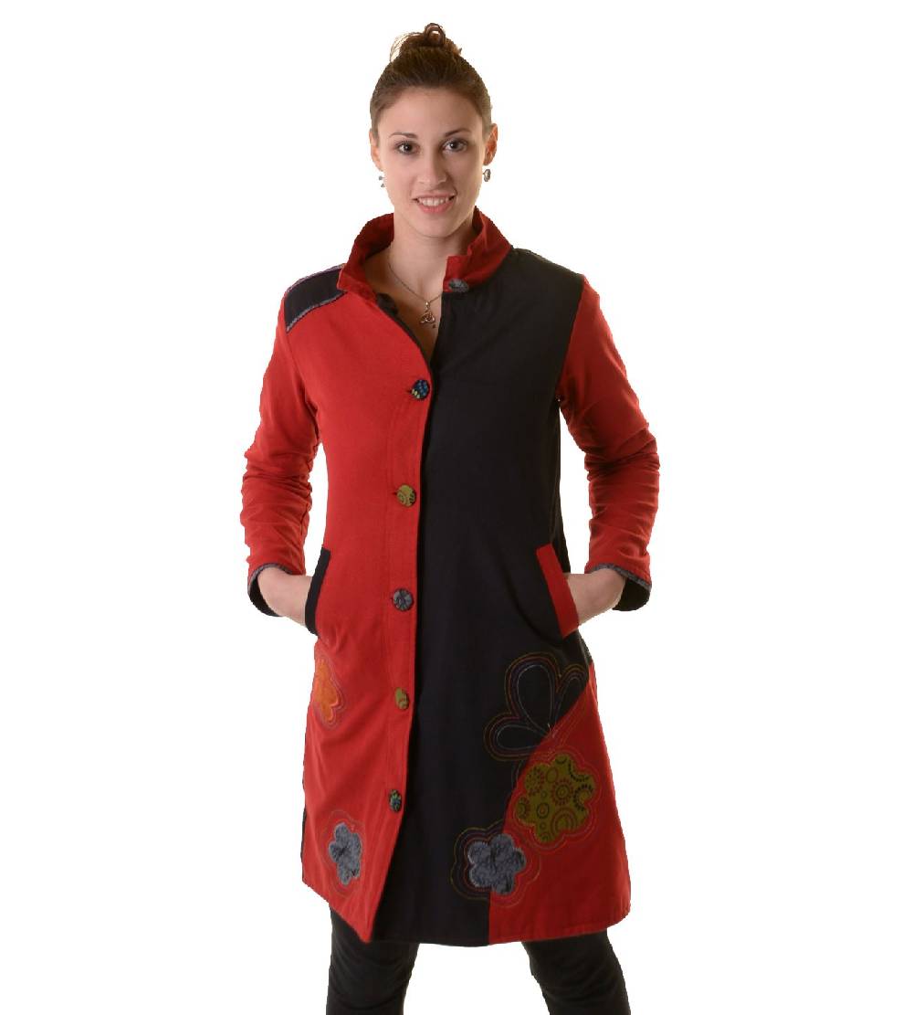 Kunst Und Magie Bohojacke Damenjacke Goa Psy Hippie mit bunter Blumenstickerei Fabrikpreis