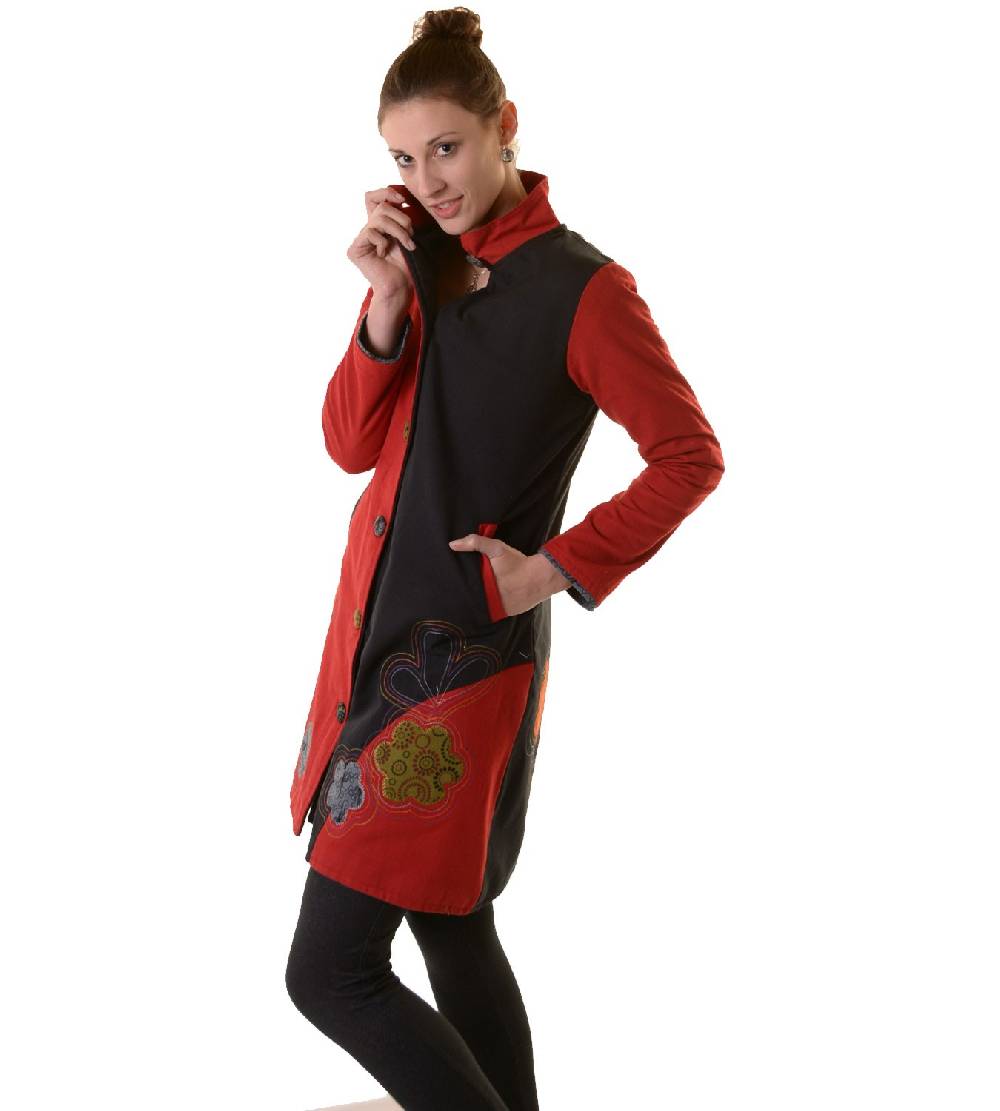 Kunst Und Magie Bohojacke Damenjacke Goa Psy Hippie mit bunter Blumenstickerei Fabrikpreis