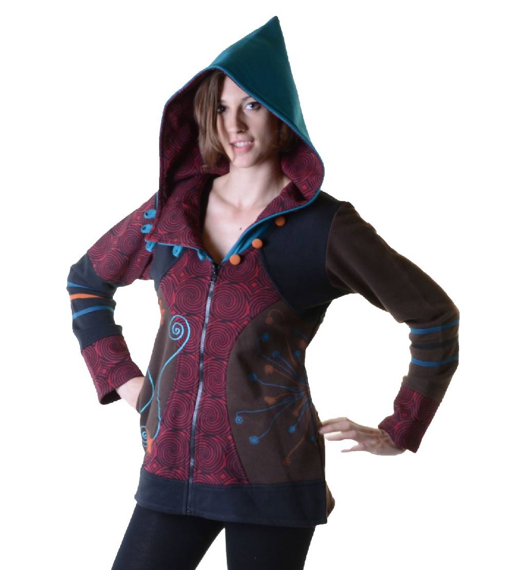 Kunst Und Magie Sweatjacke mit Zipfelkapuze Goa Elfe Psy Hippie Fraggle Rabatt