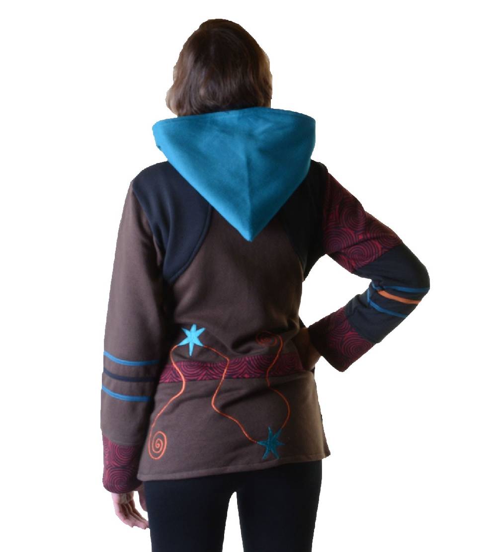 Kunst Und Magie Sweatjacke mit Zipfelkapuze Goa Elfe Psy Hippie Fraggle Rabatt
