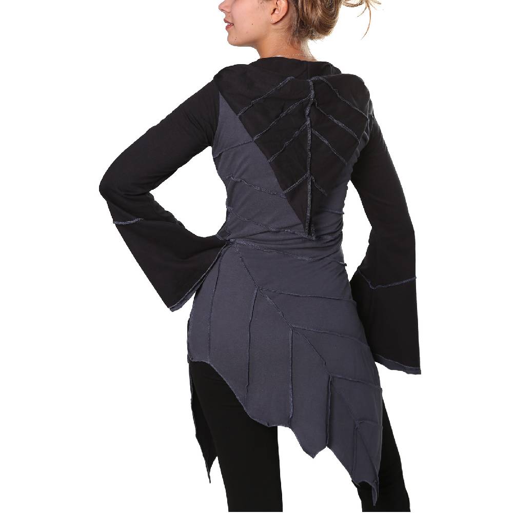 Kunst Und Magie Kunst und Magie Zipfeliges Kleid in Blattform mit Zipfelkapuze Fairy Goa Pixie Versandkostenfrei