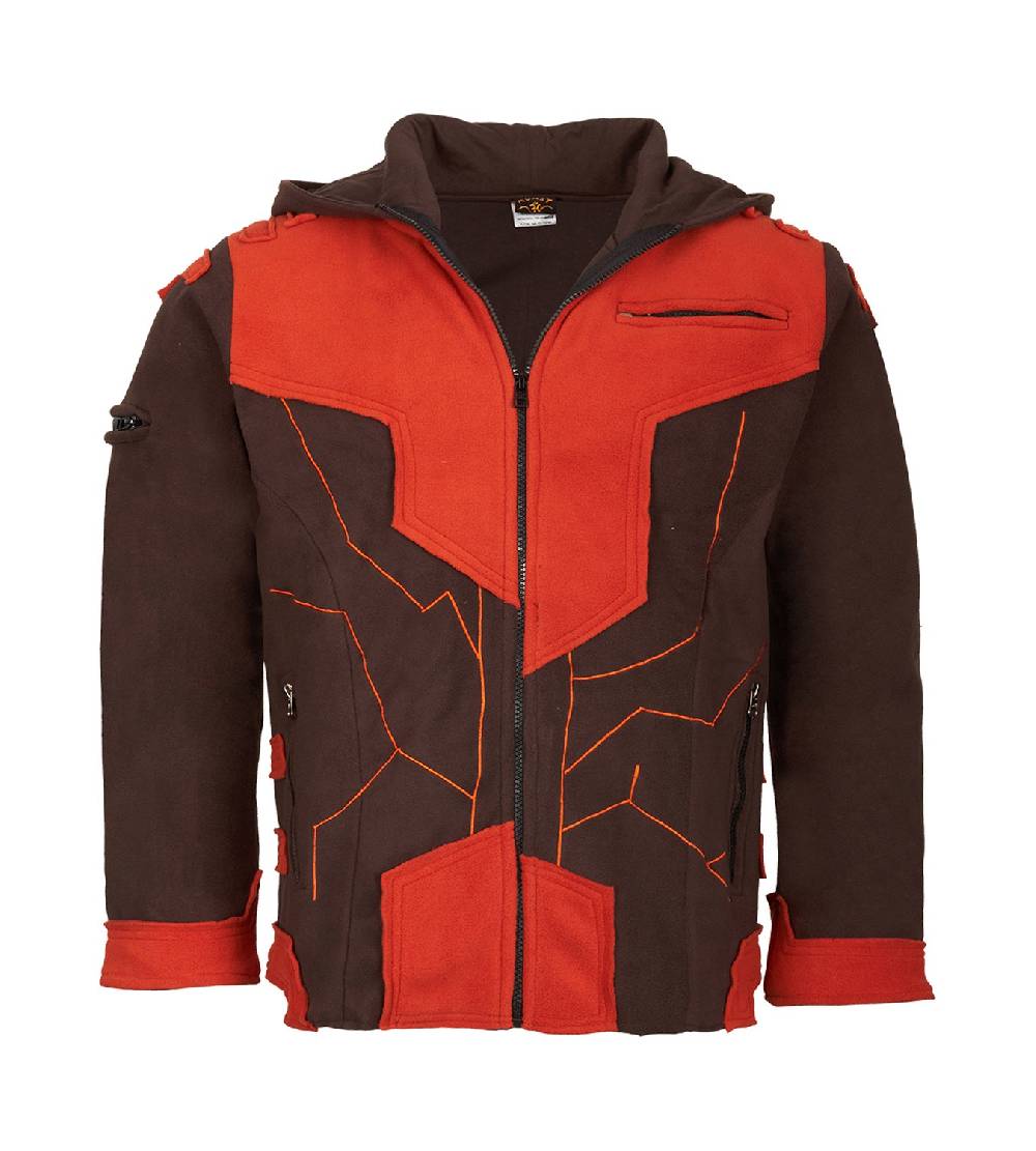 Kunst Und Magie Kunst und Magie Herren Goajacke Fleece Fleecejacke mit Futuristischen Patches Großer Ausverkauf