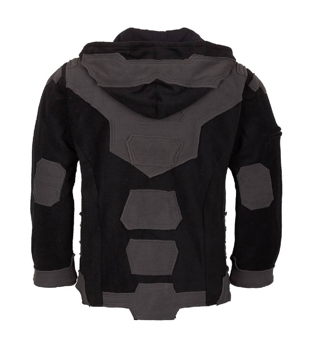 Kunst Und Magie Kunst und Magie Herren Goajacke Fleece Fleecejacke mit Futuristischen Patches Großer Ausverkauf