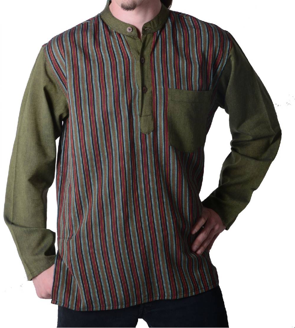 Kunst Und Magie Kunst und Magie Herren Fischer-Hemd Baja Nepal - Baumwoll-Überzieher Online Outlet
