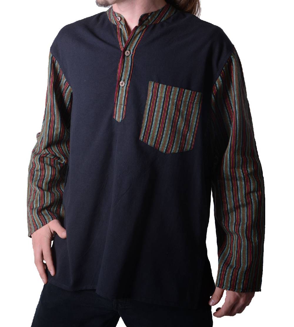 Kunst Und Magie Baumwoll Herrenhemd Kurtha Baja Nepal - Fischerhemd Überzieher Zeitlich begrenztes Angebot
