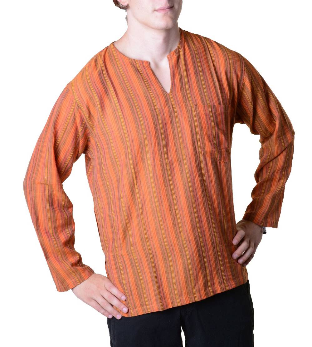 Kunst Und Magie Fischerhemd Kurtha Gestreift Überzieher Hemd Poncho Mittelalter Nepal Exklusive Angebote