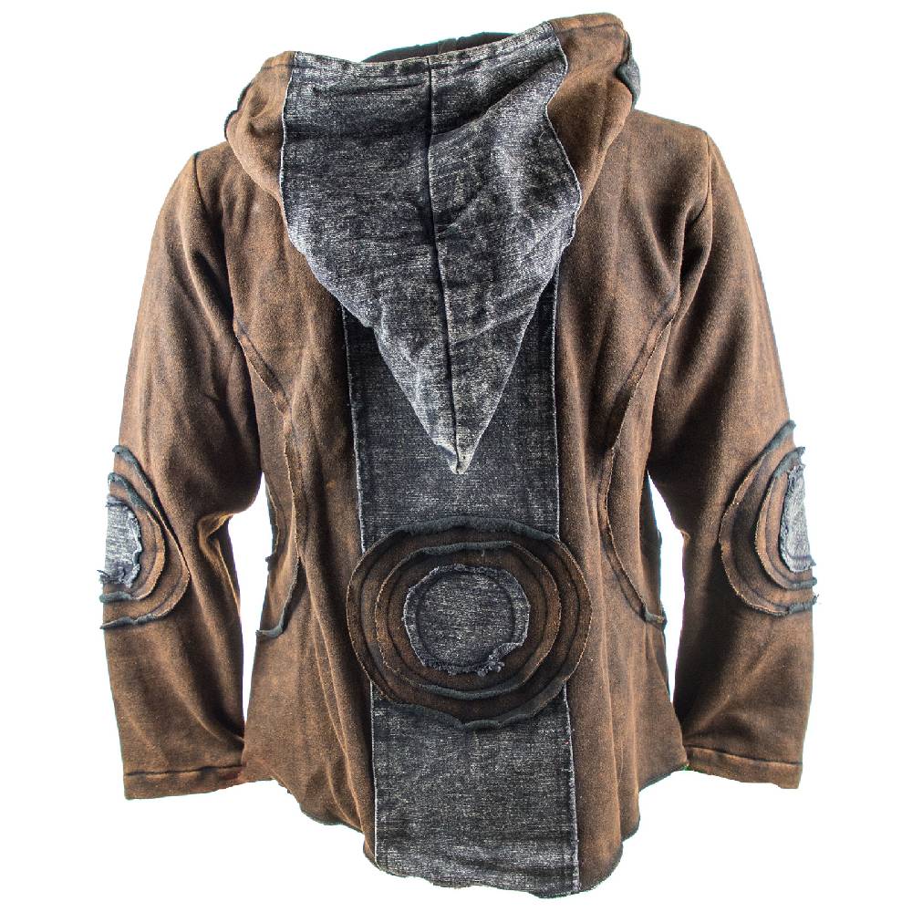 Kunst Und Magie Kunst und Magie Herren Goajacke Stonewashesd aus Baumwolle mit Zipfelkapuze Saisonale Angebote