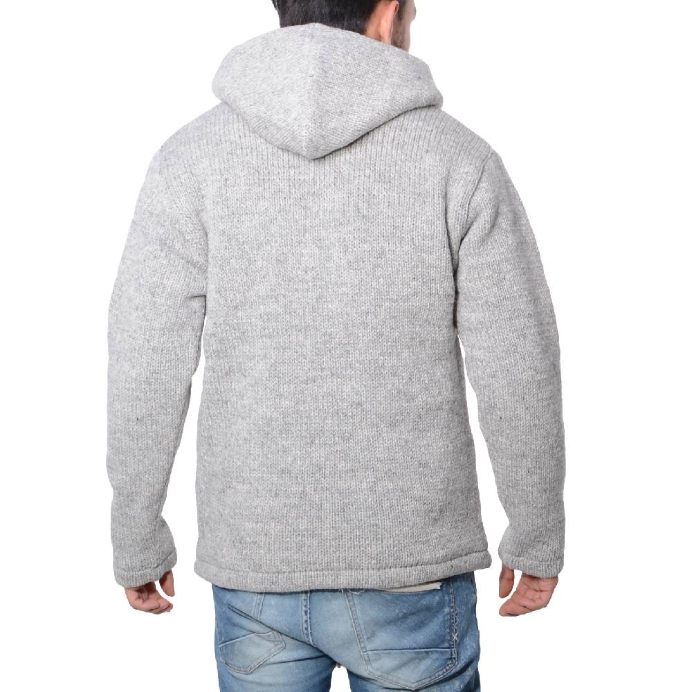 Kunst Und Magie Herren Strickjacke Wolle Jacke mit warmen Fleecefutter Kapuze Schafs Schurwolle Kauf eins, bekomm eins gratis