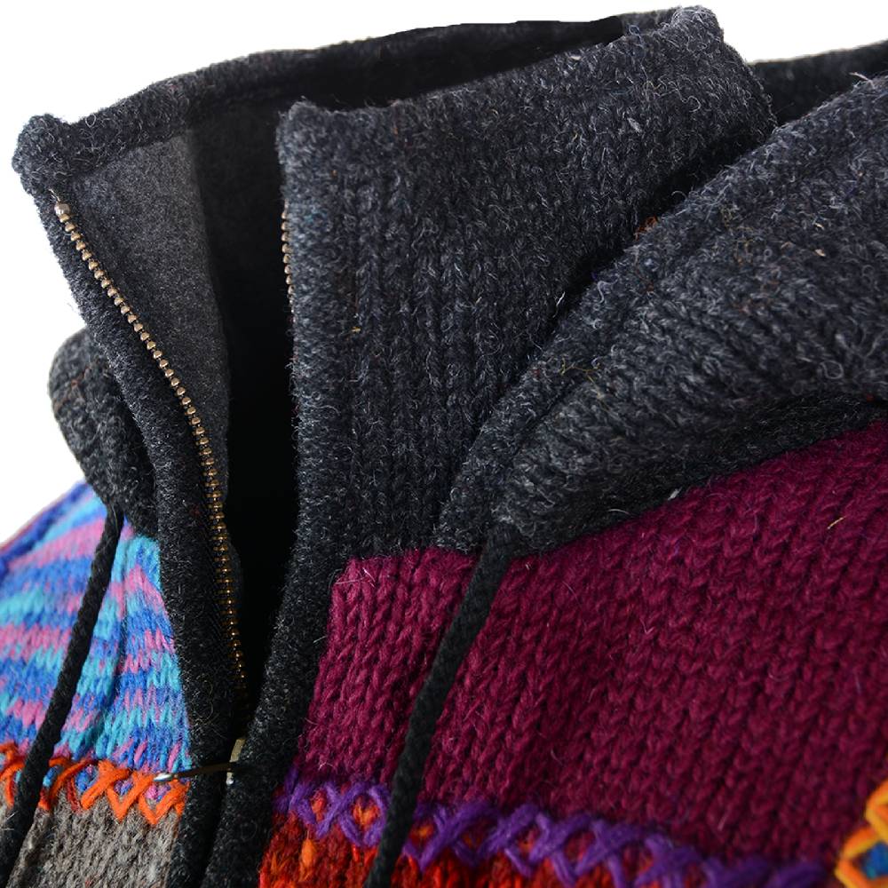 Kunst Und Magie Kunst und Magie Damen Bunte Patchwork Strickjacke mit Zipfelkapuze Super Sparpreis